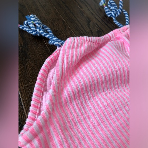 Vince Camuto Girls 6X Woven Cotton Pink/White Striped Halter Ruffled Hem Dress - Picture 8 of 9